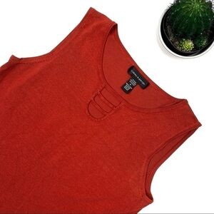 Burnt Orange Cable and Gauge Sleeveless Blouse